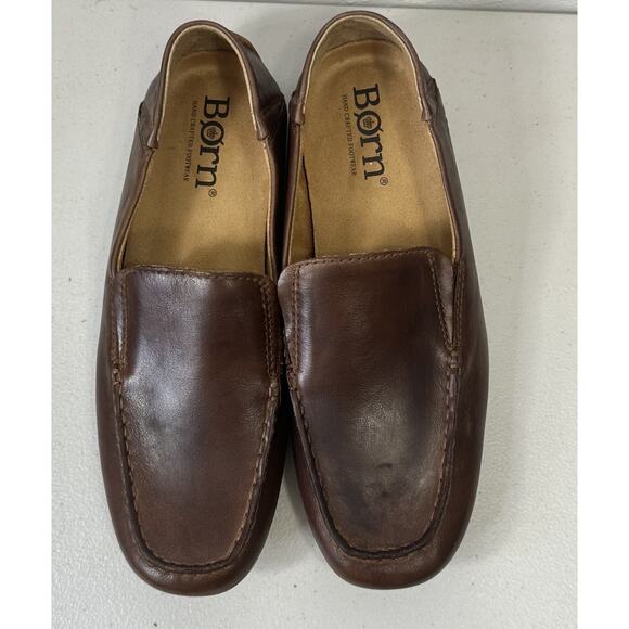Born Allen Mens 8M Casual Slip On Leather Driving Shoes Moccasin Dark Brown main image 12